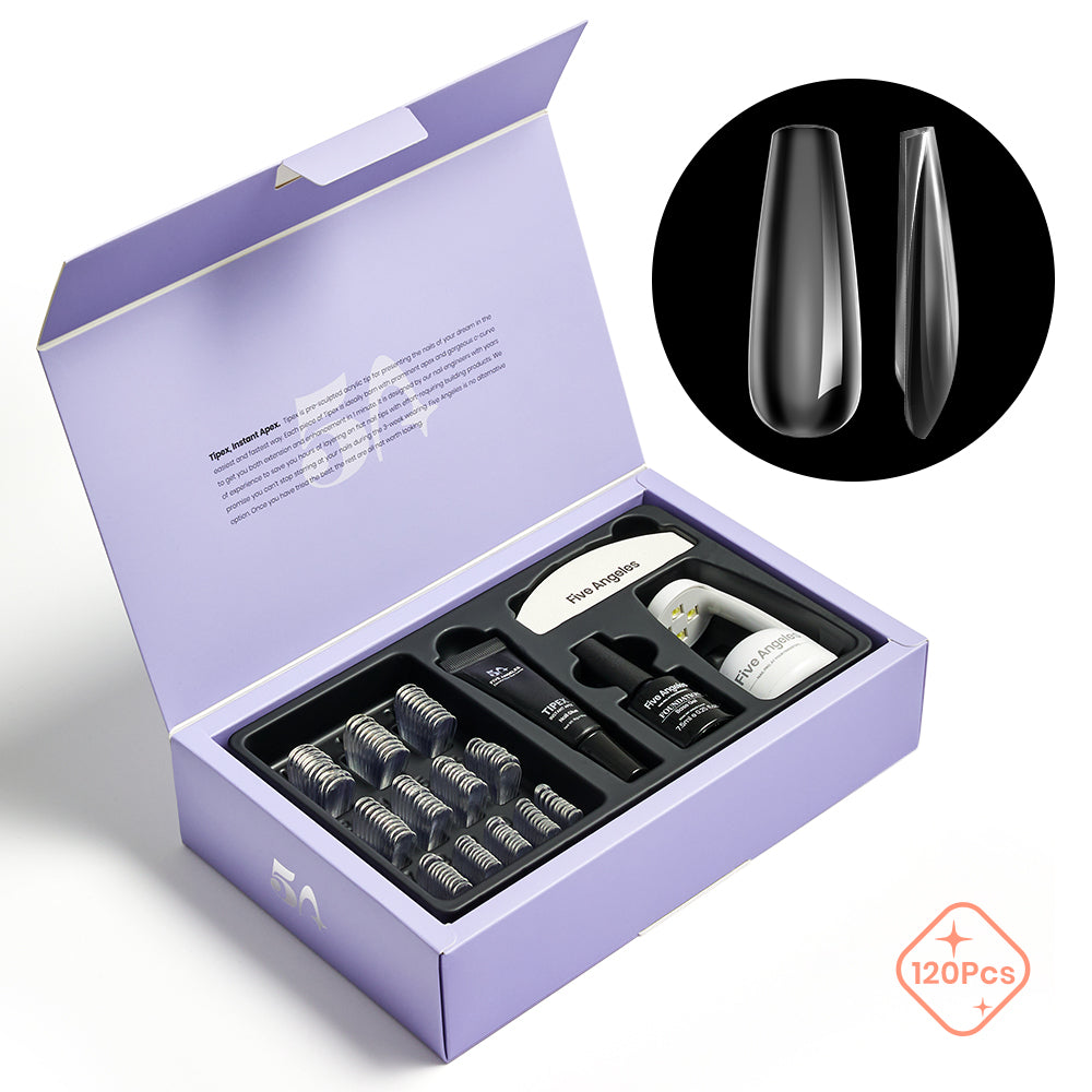 Tipex Instant Apex Pre-Sculpted Acrylic Nail Tips Kit - 120pcs + Nail –  Five Angeles
